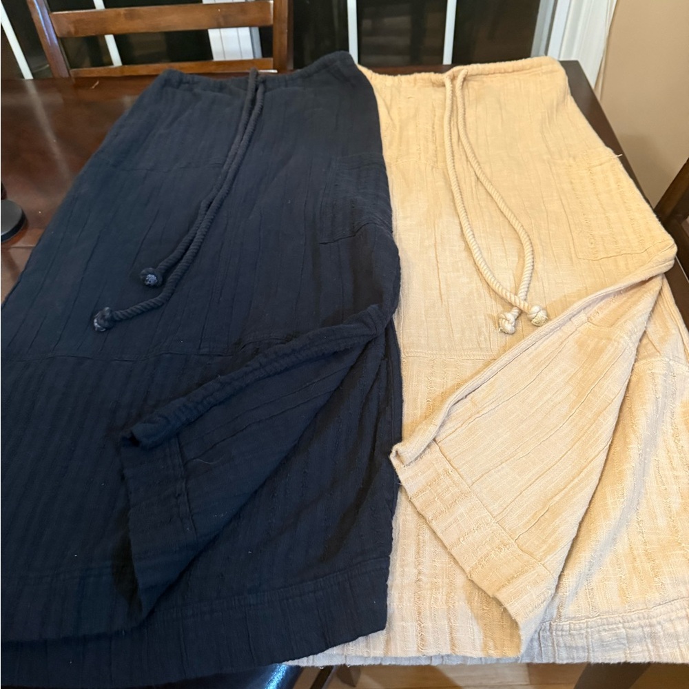Free People Set of 2 Black and Tan Drawstring Maxi Skirts  XS